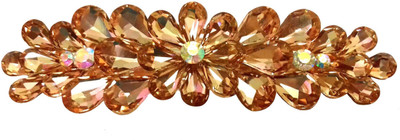

Shreya Collection Fancy Party Wear Peach Colour Floral Design Stone Studded Metal Hair Clip - 10003.16 Hair Clip(Orange)