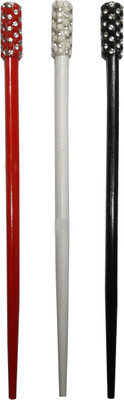 

SK Craft Designer Handcrafted Crystal Stone Wooden Hair Stick, Juda Stck, Bun Stick-Set of 3 Bun Stick(Multicolor)