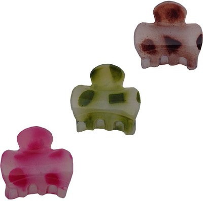 

Trendeela.com Feriha Printed Hair Clutcher Set of 3 Hair Claw(Pink, Green, Brown)