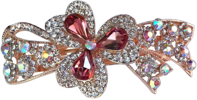 

Shreya Collection Fancy Party Wear Pink Colour Floral Design Stone Studded Metal Hair Clip - 10003.17 Hair Clip(Pink)
