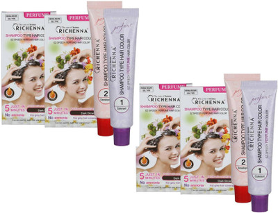 

PBK a quality habit Richenna EZ SPEEDY PERFUME Hair Color (BROWN-6) Pack of 4 Hair Color(Brown)