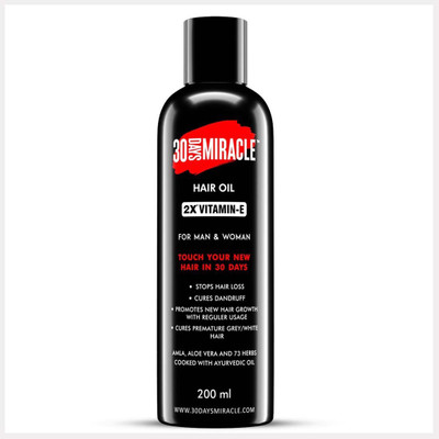 

30 DAYS MIRACLE 2X Vitamin-E Hair Oil 200ml. Anti Hair Fall | Anti Dandruff | Promotes New Hair Growth & Cures Premature Greying. For Man & Woman.(200 ml)