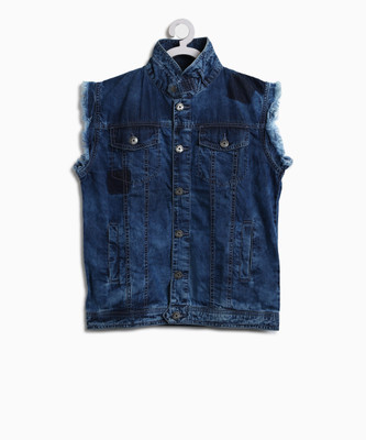 

Gini & Jony Sleeveless Solid Baby Boy's Denim Jacket, Stone wash(6000)