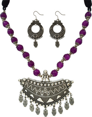 

FashionSarani Alloy, Oxidised Silver Jewel Set(Purple, Silver)