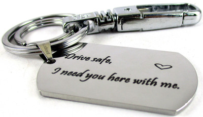 

Streetsoul Drive Safe Message Engraved Keychain Stainless Steel Silver Keyring on 2mm Tag Gift for Women & Men. Key Chain