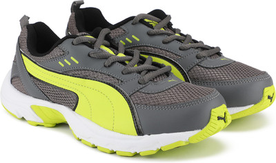 

Puma Boys & Girls Lace Running Shoes(Grey, Quiet shade-nrgy yellow-black
