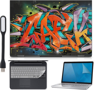 Ramiya 4in1 Laptop skin Combo Kit-artwork illustrator with Laptop skin, Screen Protector, KeyGuard and USB Light Combo Set(Multicolor)