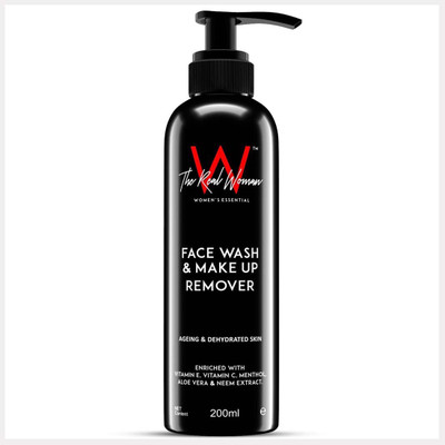 

THE REAL WOMAN Face Wash & Make Up Remover. Enriched With Vitamin E, Vitamin C, Menthol, Aloe Vera & Neem Extract. Best For Ageing & Dehydrated Skin. Makeup Remover(200 ml)