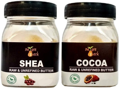 NatureSack The Best Of Nature Unrefined Raw Shea and Cocoa Butter - 100g each. Net Weight - 200g, Pack of 2(200 g)