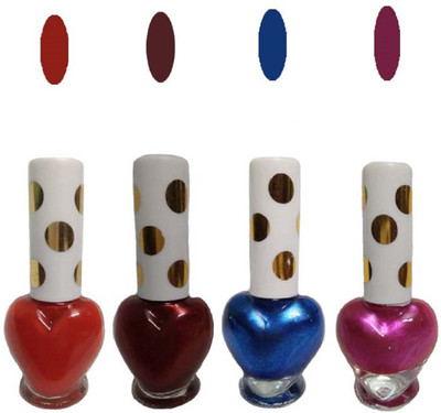 

Qweezer ( Pack of 4 ) Nail Polish Rank 10802568 Fashion stylies colour RED, BLUE, PINK, MAHROON(Pack of 4)