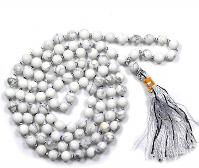 

Crystu Howlite Mala 10 mm Bead 26 Inch for Healing, Vastu, Meditation, Protection, Energizer, Anger, Peace, Mala/Necklace for Unisex/Jewellery / Rosary Beads Crystal Crystal Chain
