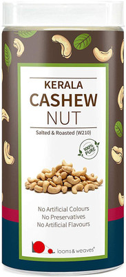 

looms & weaves Premium Quality Cashew (W 210) from Kerala - (Salted & Roasted) - 500 gm Cashews(500 g, Plastic Bottle)