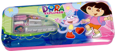 

Online World New Multicolor Cartoon Printed Metal Pencil Box for Kids Dora Art Metal Pencil Box(Set of 1, Multicolor)