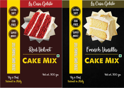 

La Casa Gelato French Vanilla + Red Velvet Eggless Cake Mix Combo 600 g