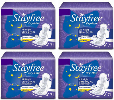 

Stayfree All Night Ultra -Dry Xl (7+7+7+7) pads Sanitary Pad(Pack of 4)
