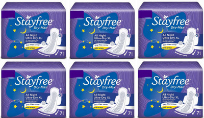 

Stayfree All Night Ultra Dry (7+7+7+7+7+7) Pads Sanitary Pad(Pack of 6)