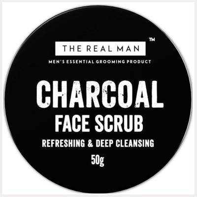 THE REAL MAN Refreshing & Deep Cleansing Charcoal Face Scrub 50g. With Extract of Aloe Vera & Natural Activated Charcoal. Scrub(50 g)