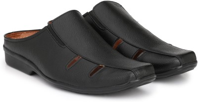 SCARPIA Half (back open) Slip On Clogs For Men(Black , 11)