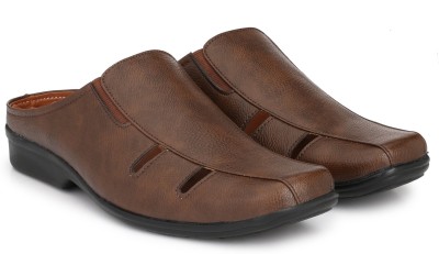 SCARPIA Half (back open) Slip On Clogs For Men(Brown , 8)