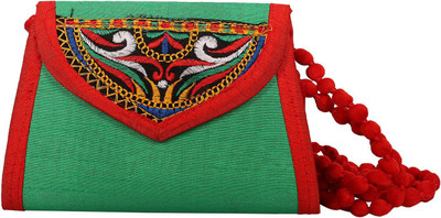 

Craft Trade Women Evening/Party Green Cotton Sling Bag
