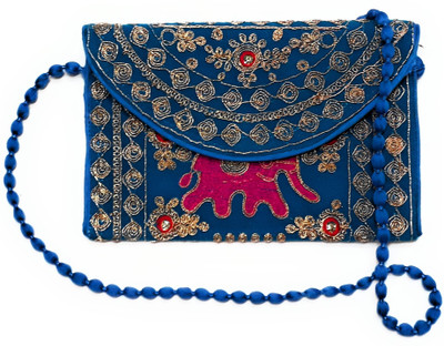 Unique Fashion Women Casual Blue Silk Sling Bag