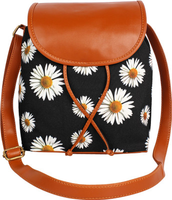 

Lychee Bags Women Casual Black Canvas, PU Sling Bag