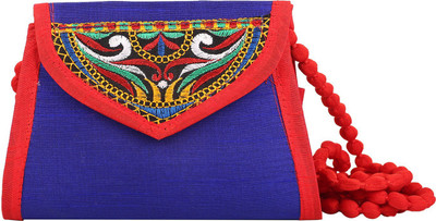 

Craft Trade Women Evening/Party Blue Cotton Sling Bag