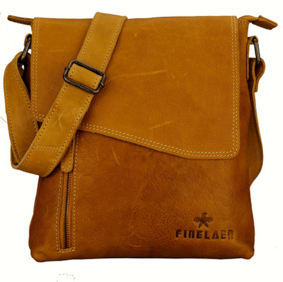 

FINELAER Women Casual Yellow Genuine Leather Sling Bag