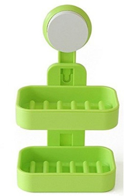 

Bluwings Double Layer Plastic Plates Soap Case Holder Wall Mount Soap Box Tray Drain Kitchen Tools (Green)