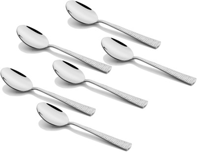 

Shapes Hammer Stainless Steel Dessert Spoon Set(Pack of 6)