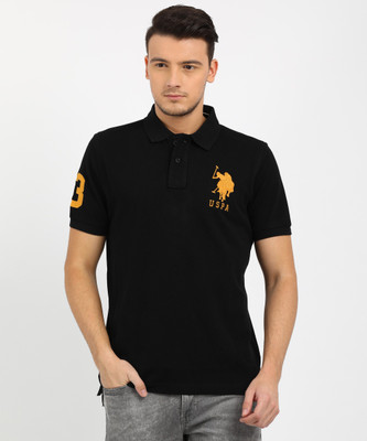 

U.S. Polo Assn Solid Men's Polo Neck Black T-Shirt