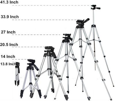 

ReTrack 3Way Head Rotate Adjustable Aluminum Tripod(Silver, Supports Up to 2000 g)