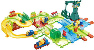 

Pacific Toys City Construction 03 Train Set with Movable Crain(Multicolor)