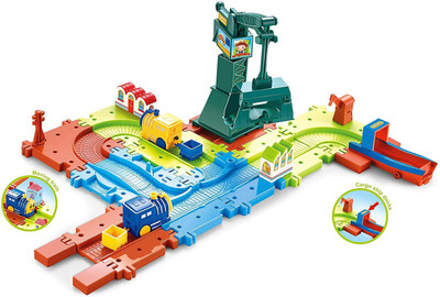 

Pacific Toys City Construction 01 Train Set with Cargo Ship Dock, Movable Crain, Multi Color(Multicolor)
