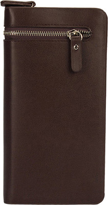 Taslar Men Casual Brown Genuine Leather Card Holder(12 Card Slots)