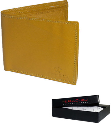 

Nukaichau Men Casual Yellow Genuine Leather Wallet(9 Card Slots)