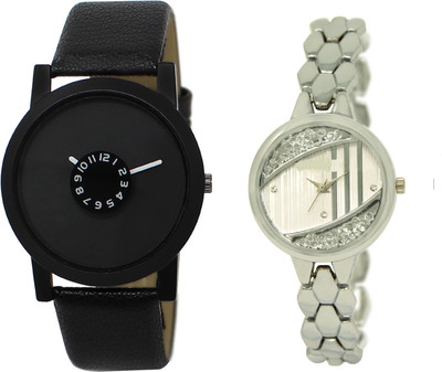 

Shocknshop LR25_223 Designer Analog Leather and Chain Strap Couple Watch - For Men & Women