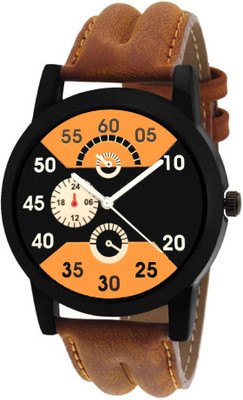 

SPINOZA A09B1 brown leather strap stylish attractive watch for men and women Watch - For Boys & Girls