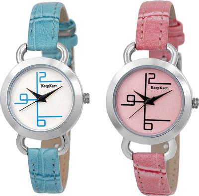 

Keepkart Combo Of Two Hybrid Leather Strap Designer Girls Watch - For Women
