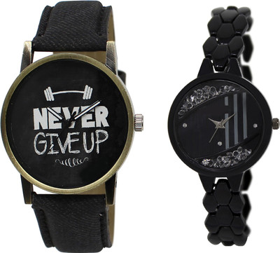 

Shocknshop LR27_221 Designer Analog Leather and Chain Strap Couple Watch - For Men & Women