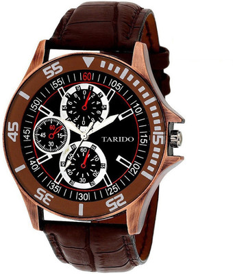 

Tarido TD1530KL01 Exclusive Stylish watch for men & boys in Rich brown color Genuine leather Strap black dial in big size Watch - For Men