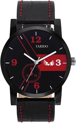 Tarido Classic black dial black leather strap analog wrist Analog Watch  - For Men
