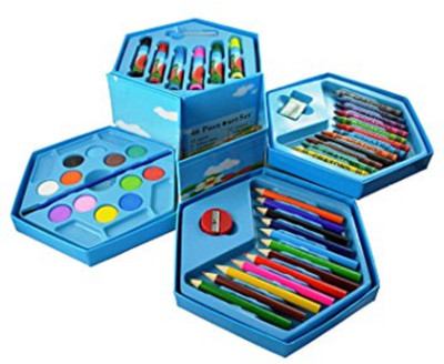 

Johnnie Boy Arts Color Kit for Kids - 46 Piece Art Set (Hexagonal)