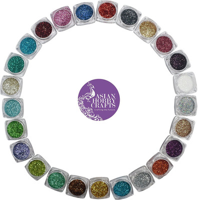 

AsianHobbyCrafts Glitter Sparkle Powder : Pack of 25, 3 g Each : SET B