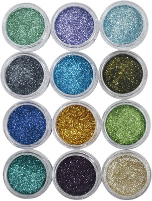 

AsianHobbyCrafts Glitter Sparkle Powder :Pack of 12 Color : 7 g Each Color ; SET C