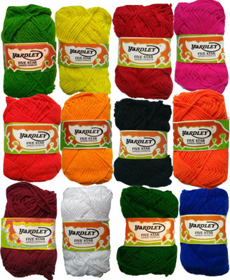 

yardley Hand Knitting Art Craft Soft Fingering Crochet Hook Yarn, Needle Knitting Thread For Wool Ball Hand Knitting Art Craft Soft Fingering Crochet Hook Yarn, Needle Knitting Thread Dyed Multi Color Pack Of 12