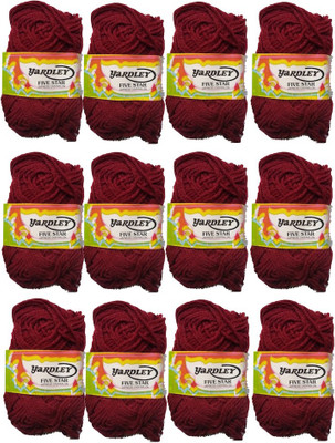 

Yardley Hand Knitting Art Craft Soft Fingering Crochet Hook Yarn, Needle Knitting Thread For Wool Ball Hand Knitting Art Craft Soft Fingering Crochet Hook Yarn, Needle Knitting Thread Dyed Dark Maroon Pack Of 12