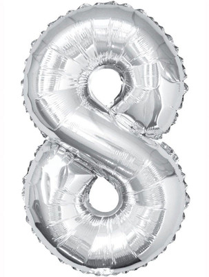 

BashNSplash Solid 17" NUMBER FOIL BALLOON BIRTHDAY PARTY DECORATION SILVER 8 (PACK OF 1) Letter Balloon(Silver, Pack of 1)