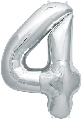 

BashNSplash Solid 17" NUMBER FOIL BALLOON BIRTHDAY PARTY DECORATION SILVER 4 (PACK OF 1) Letter Balloon(Silver, Pack of 1)