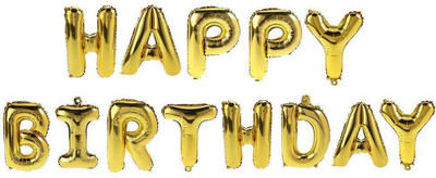 

BashNSplash Solid HAPPY BIRTHDAY FOIL BALLOON BIRTHDAY PARTY DECORATION GOLDEN (PACK OF 1) Letter Balloon(Gold, Pack of 1)